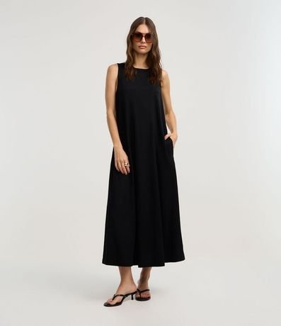 Vestido Evasê Largo en Orly con Cuello Redondo