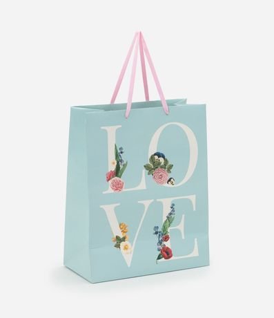 Bolsa de Regalo Mediana con Lettering Love y Flores