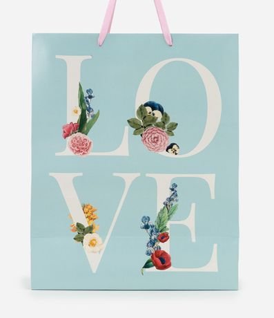 Bolsa de Regalo Mediana con Lettering Love y Flores 2