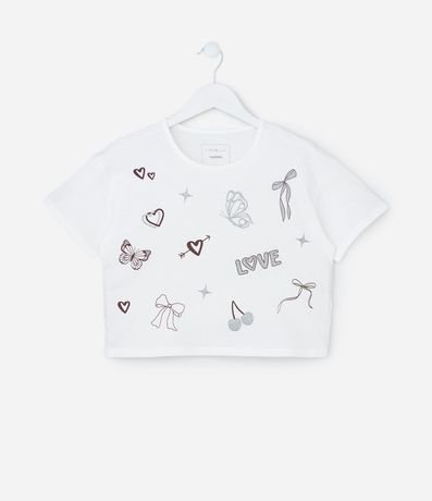 Remera Corta Infantil con Estampa Doodles - Talle 5 a 14 años 1