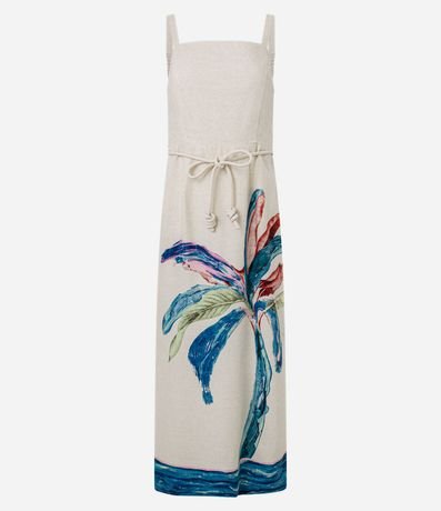 Vestido Evasê en Viscolino con Estampa Follaje Aquarelada 7