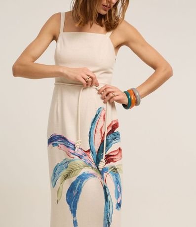 Vestido Evasê en Viscolino con Estampa Follaje Aquarelada 4