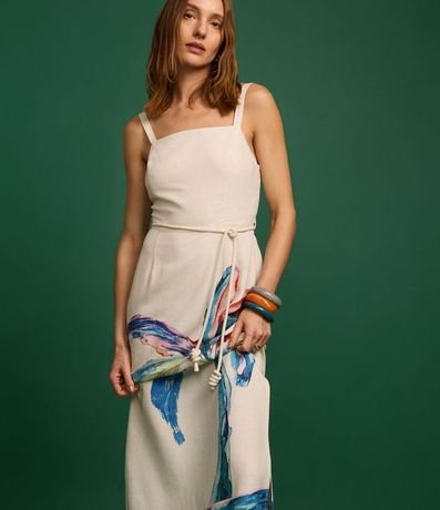 Vestido Evasê en Viscolino con Estampa Follaje Aquarelada 5