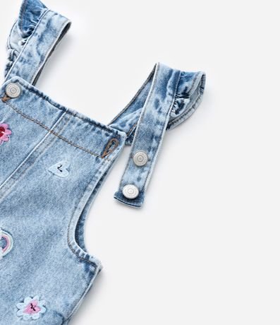 Peto Infantil en Jeans con Estampa Bordada de Mini Ícones y Frufru- Talle 1 a 6 años 5