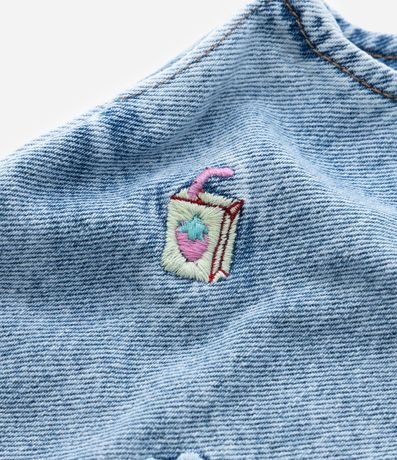 Peto Infantil en Jeans con Estampa Bordada de Mini Ícones y Frufru- Talle 1 a 6 años 6