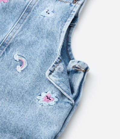 Peto Infantil en Jeans con Estampa Bordada de Mini Ícones y Frufru- Talle 1 a 6 años 7
