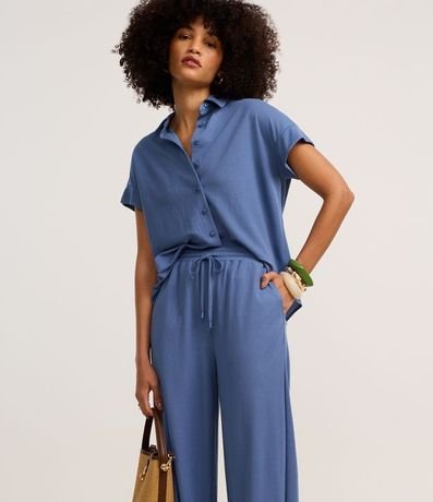 Pantalón Recto en Orly con Elástico y Lazo en la Cintura 2