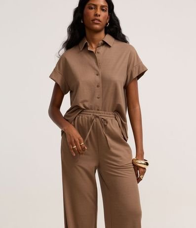 Pantalón Recto en Orly con Elástico y Lazo en la Cintura 2