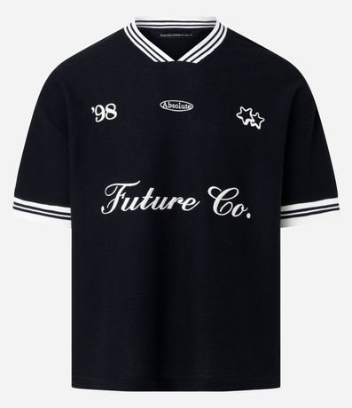 Remera Oversized Deportiva Texturizado conPatch y Bordados 6