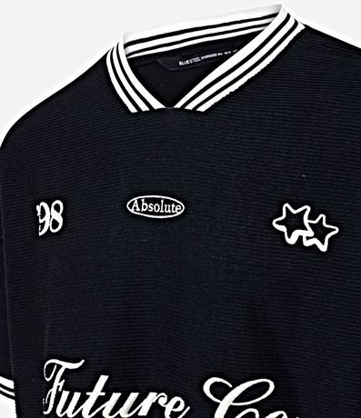 Remera Oversized Deportiva Texturizado conPatch y Bordados 7