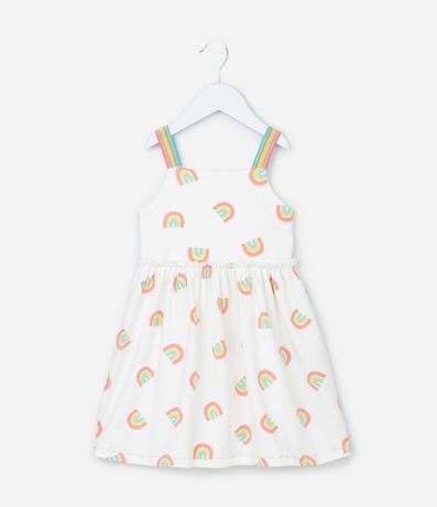 Vestido Bretel Fino Infantil Estampado de Arco-Íris Texturizado - Talle 1 a 6 años 2