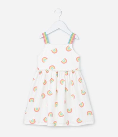 Vestido Bretel Fino Infantil Estampado de Arco-Íris Texturizado - Talle 1 a 6 años 3