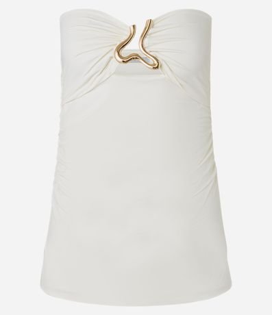 Blusa sin Bretel en Microfibra con Adornos en el Escote 7