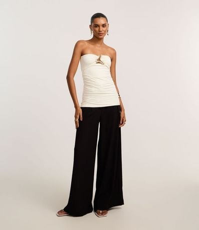 Blusa sin Bretel en Microfibra con Adornos en el Escote 2