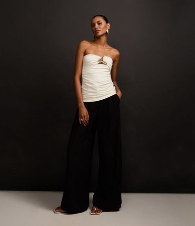 Blusa sin Bretel en Microfibra con Adornos en el Escote 5