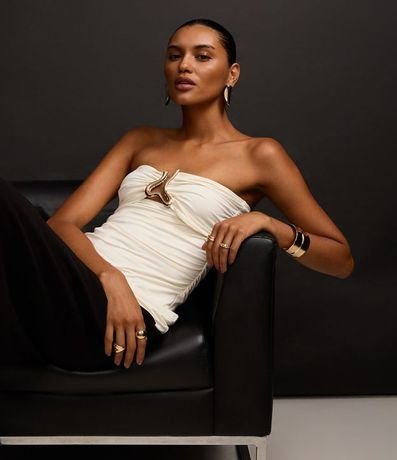 Blusa sin Bretel en Microfibra con Adornos en el Escote 6