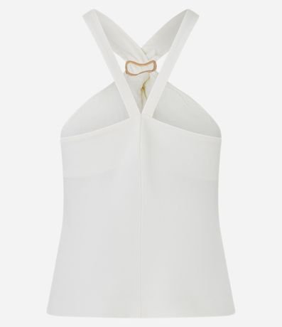 Blusa en Crepé con Adornos y Fruncido en el Cuello Halter 6