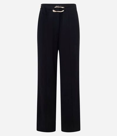 Pantalón Recto en Crepé con Cinturón y Hebilla 5