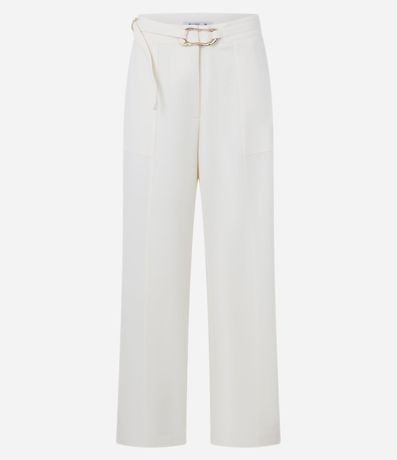 Pantalón Recto en Crepé con Cinturón y Hebilla 5
