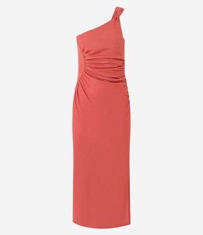 Vestido Long Midi en Viscolino con Bretel Torcida y Fruncidos 6