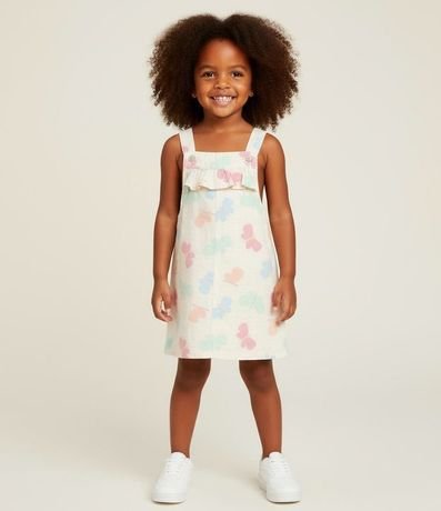 Salopete Infantil en Sarga Mariposa con Estampa de Mariposas 1 a 6 años