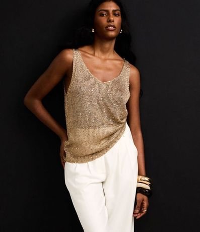 Blusa en Punto con Hilos y Lentejuelas Metalizados 5