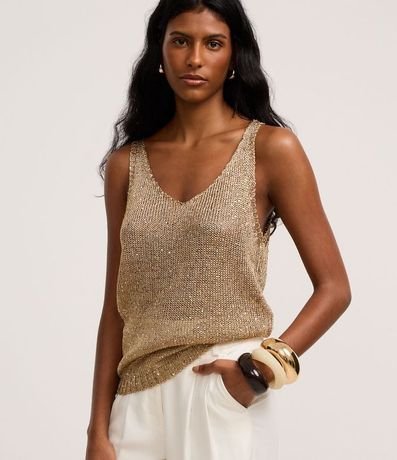 Blusa en Punto con Hilos y Lentejuelas Metalizados 1