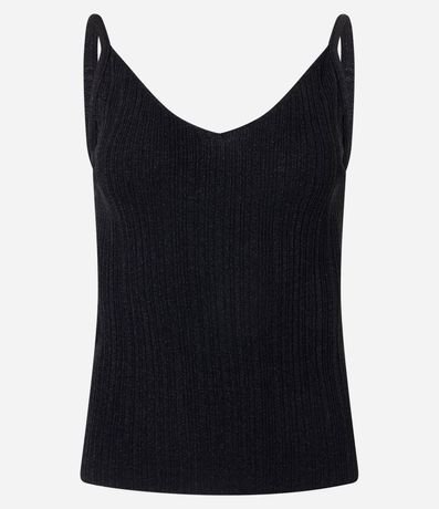 Blusa sin Manga en Punto Canelado con Hilo Metalizado 5