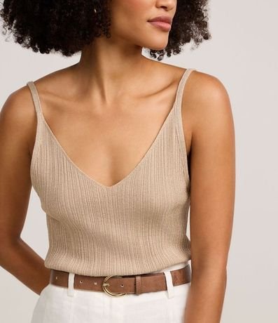 Blusa sin Manga en Punto Canelado con Hilo Metalizado 4