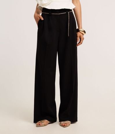 Pantalón Wide Leg en Crepé con Cinturón Cadena 3