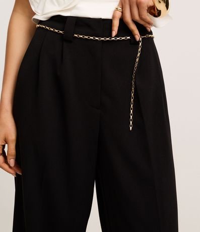 Pantalón Wide Leg en Crepé con Cinturón Cadena 5