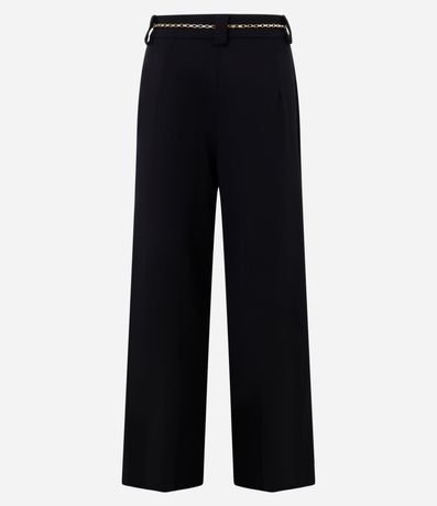 Pantalón Wide Leg en Crepé con Cinturón Cadena 6