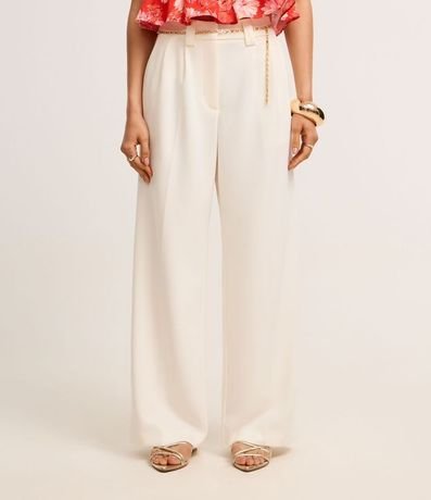 Pantalón Wide Leg en Crepé con Cinturón Cadena 4