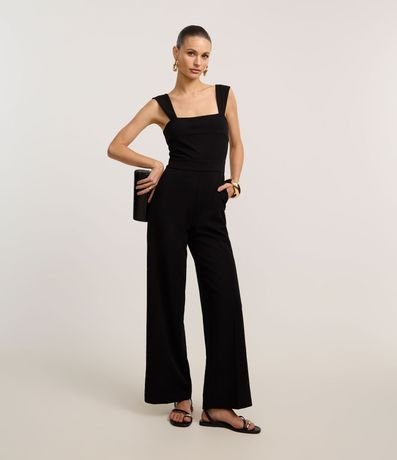 Mono en Crepé con Escote Cuadrado y Bretel Ancho