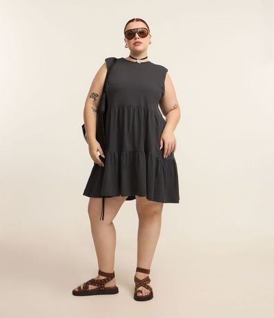 Vestido Corto Muscle Tee en Algodón con Volados Marias Curve & Plus Size