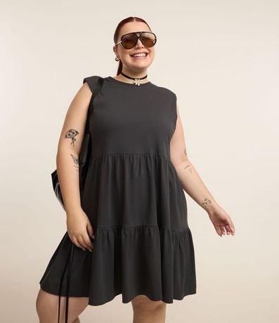 Vestido Corto Muscle Tee en Algodón con Volados Marias Curve & Plus Size 2
