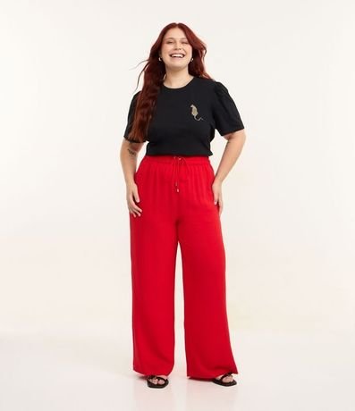 Blusa en Algodón con Manga Abullonada y Bordado de Leopardo Curve & Plus Size 2