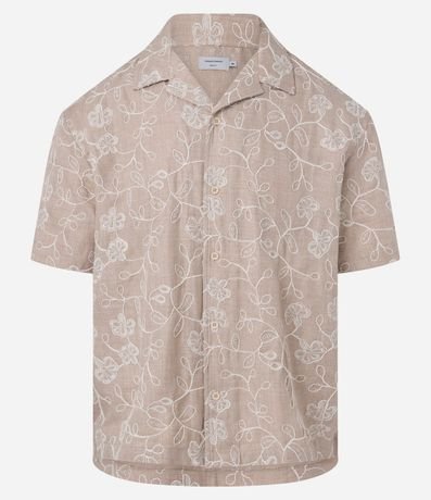 Camisa Regular  Manga Corta con Bordado Floral 6