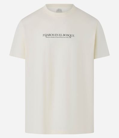 Remera Comfort en Algodón con Estampa de Paisaje y Lettering Pájaros En El Bosque 6