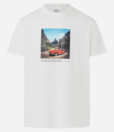 Camiseta Comfort de algodón con estampado de auto y letras Clube dos dez mais 6