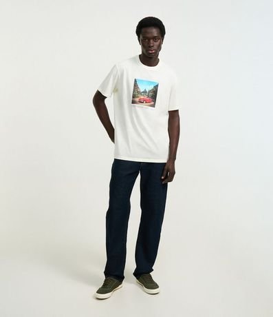 Camiseta Comfort de algodón con estampado de auto y letras Clube dos dez mais 2