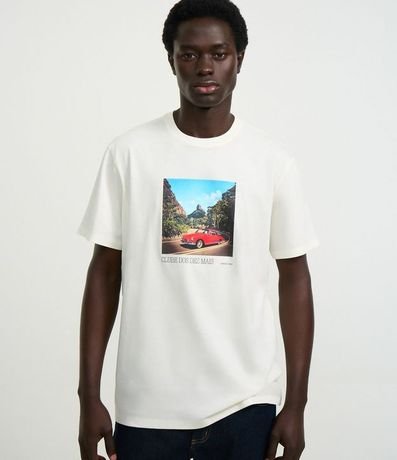 Camiseta Comfort de algodón con estampado de auto y letras Clube dos dez mais 4