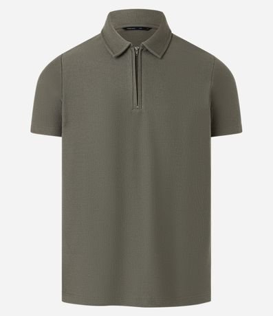 Camisa Polo Slim con Cremallera en el Cuello y Texturizada 6