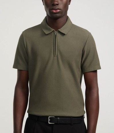 Camisa Polo Slim con Cremallera en el Cuello y Texturizada 3