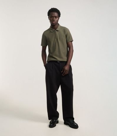 Camisa Polo Slim con Cremallera en el Cuello y Texturizada 5