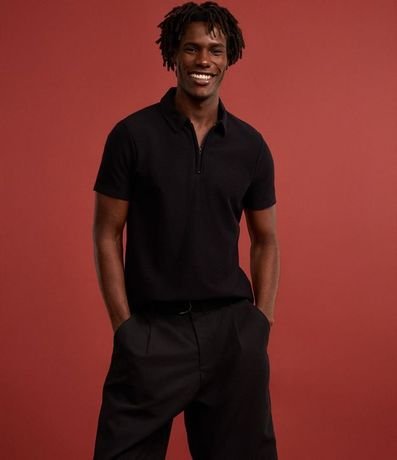 Camisa Polo Slim con Cremallera en el Cuello y Texturizada 1