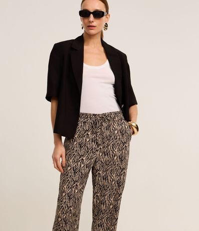 Pantalón Fluída en Crepé Estampa Animal Print Zebra 2