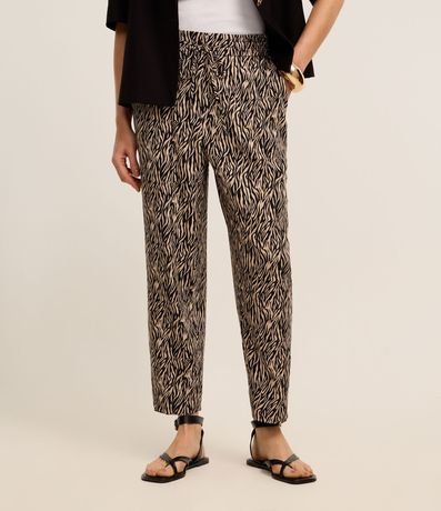 Pantalón Fluída en Crepé Estampa Animal Print Zebra 3