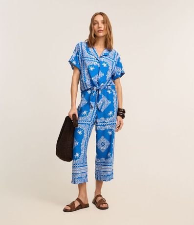 Camisa en Viscosa con Lazo y Estampa Paisely 2