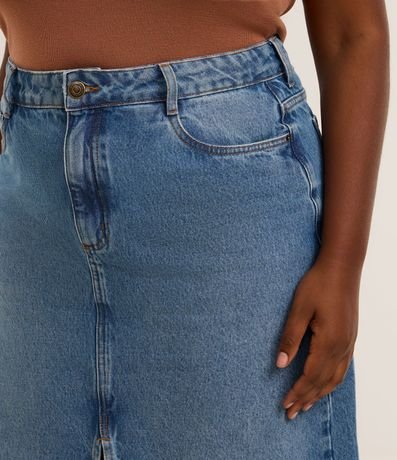 Pollera Midi en Jeans con Fenda y Ruedo a Hilo Curve & Plus Size 3